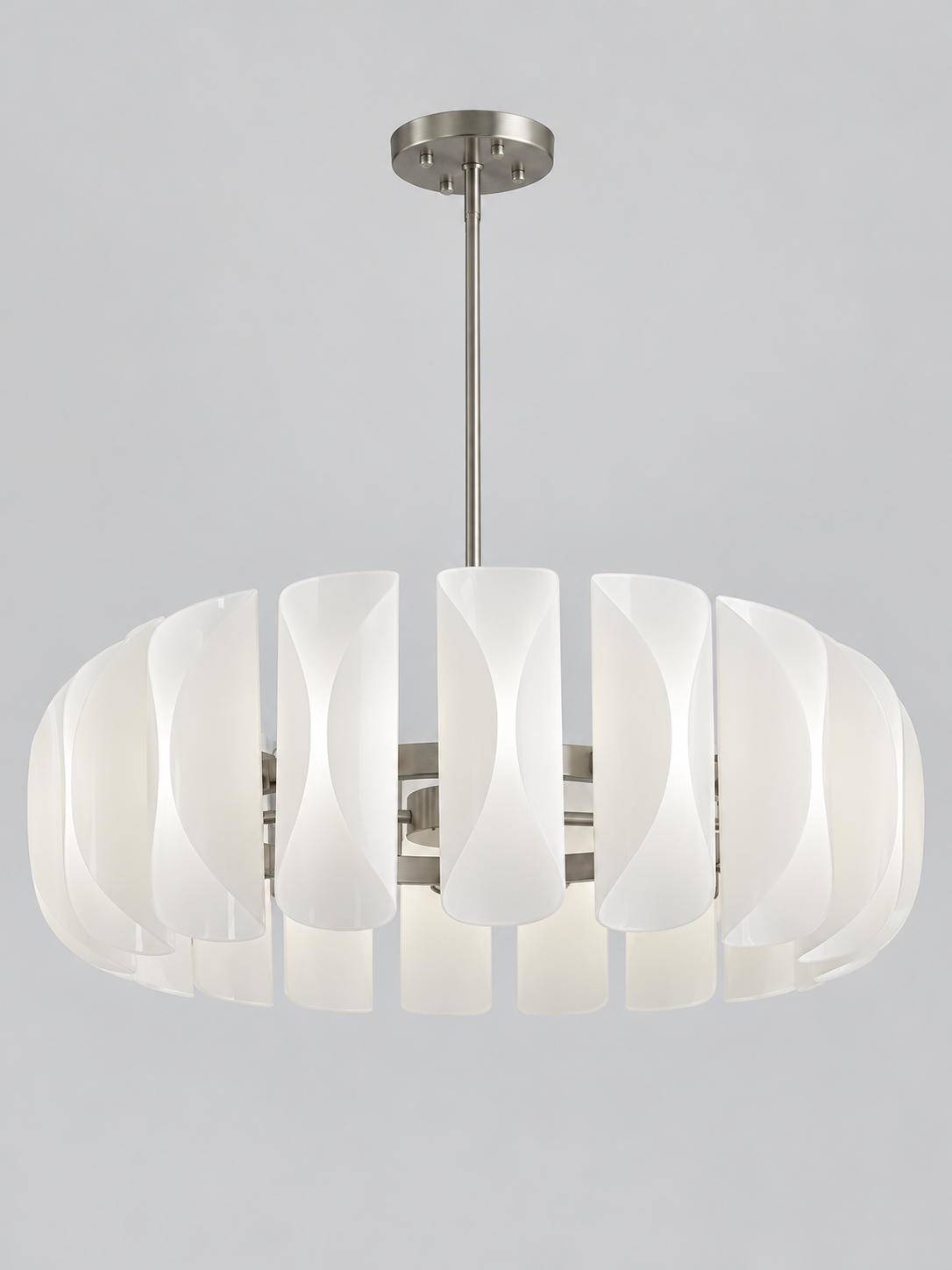 White Glass Petal Chandelier, Tiered or Linear — 18-light single tier — unlit product view