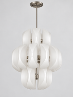 White Glass Petal Chandelier, Tiered or Linear — 6+12+6-light triple tier — unlit product view