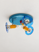 Blue and Yellow Three-Head Adjustable Ceiling Light, blue and yellow, shown unlit, image 1