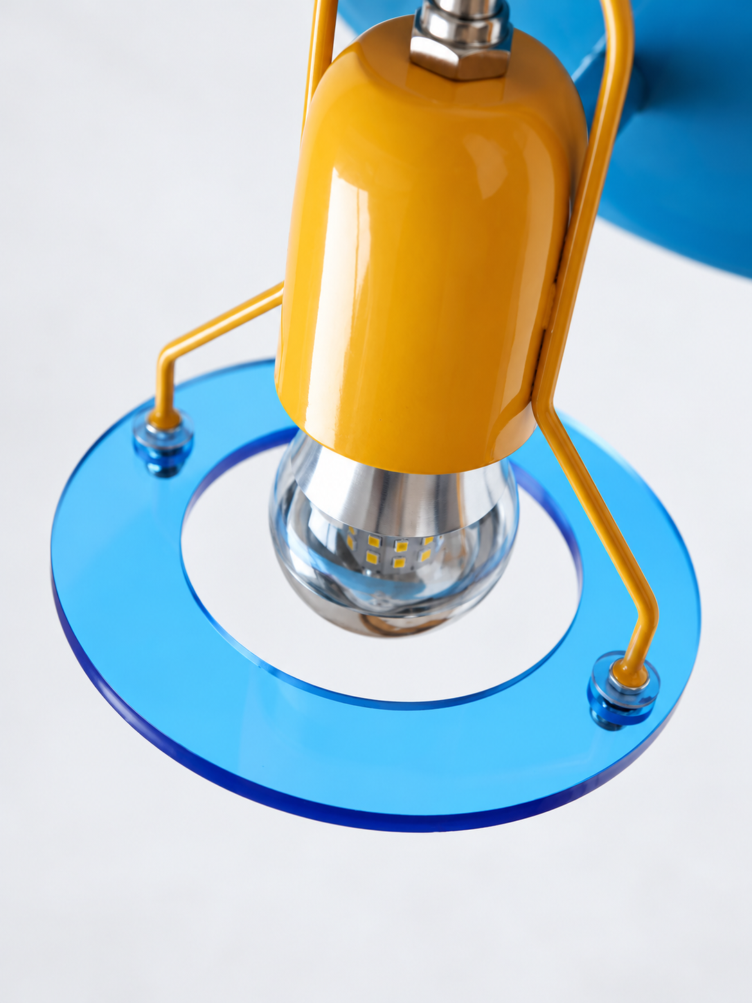 Blue and Yellow Three-Head Adjustable Ceiling Light, blue and yellow, shown unlit, image 3