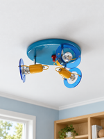 Blue and Yellow Three-Head Adjustable Ceiling Light, blue and yellow, shown unlit, image 6