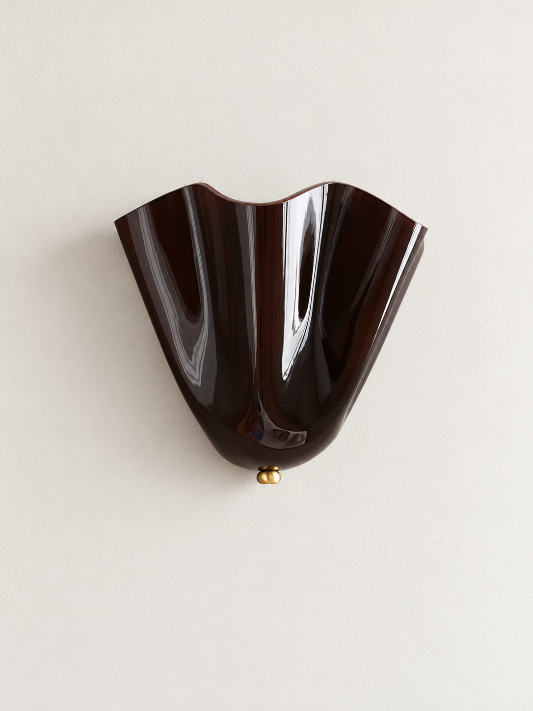 Scalloped fan glass wall sconce, Coffee