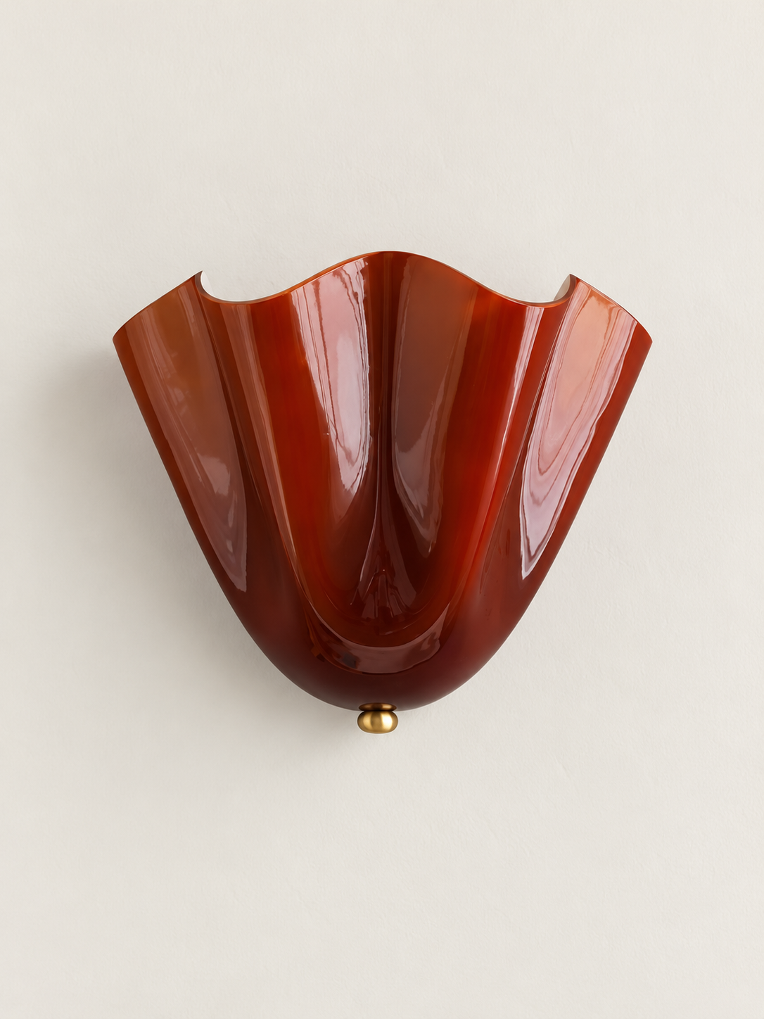 Scalloped fan glass wall sconce, Amber