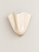 Scalloped fan glass wall sconce, Cream white
