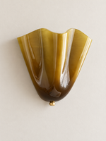 Scalloped fan glass wall sconce, Green