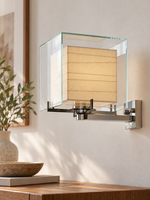 Clear glass cube and paper wall sconce, Large, lifestyle hero