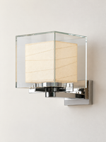 Clear glass cube and paper wall sconce, Small