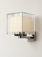 Clear glass cube and paper wall sconce, Small