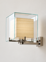 Clear glass cube and paper wall sconce, Large