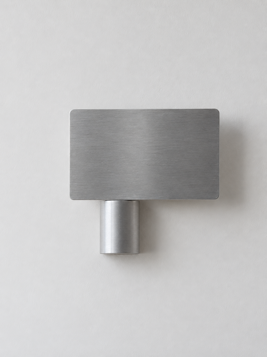 Brushed aluminum offset shield wall sconce, right