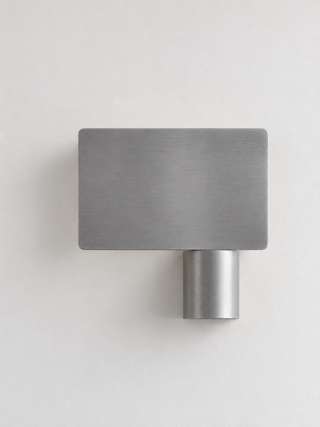 Brushed aluminum offset shield wall sconce, left