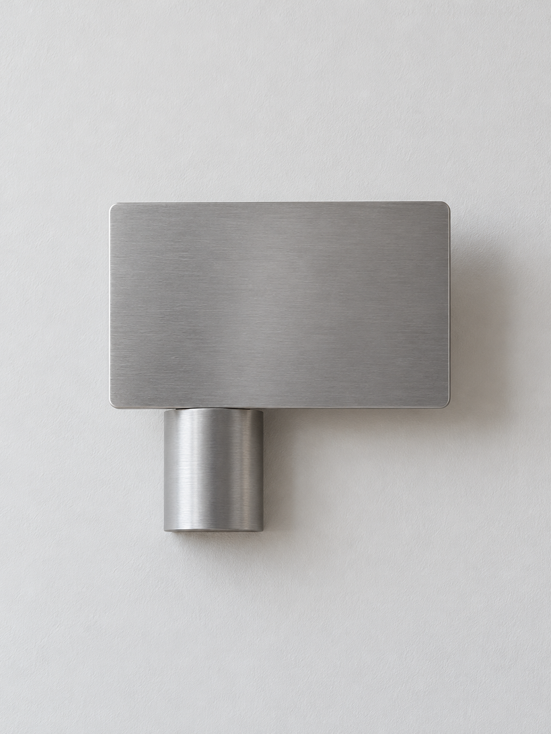 Brushed aluminum offset shield wall sconce, right