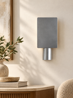 Brushed aluminum offset shield wall sconce, up