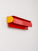 Colorblock curved metal wall light, red and yellow