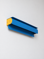 Colorblock curved metal wall light, blue and yellow