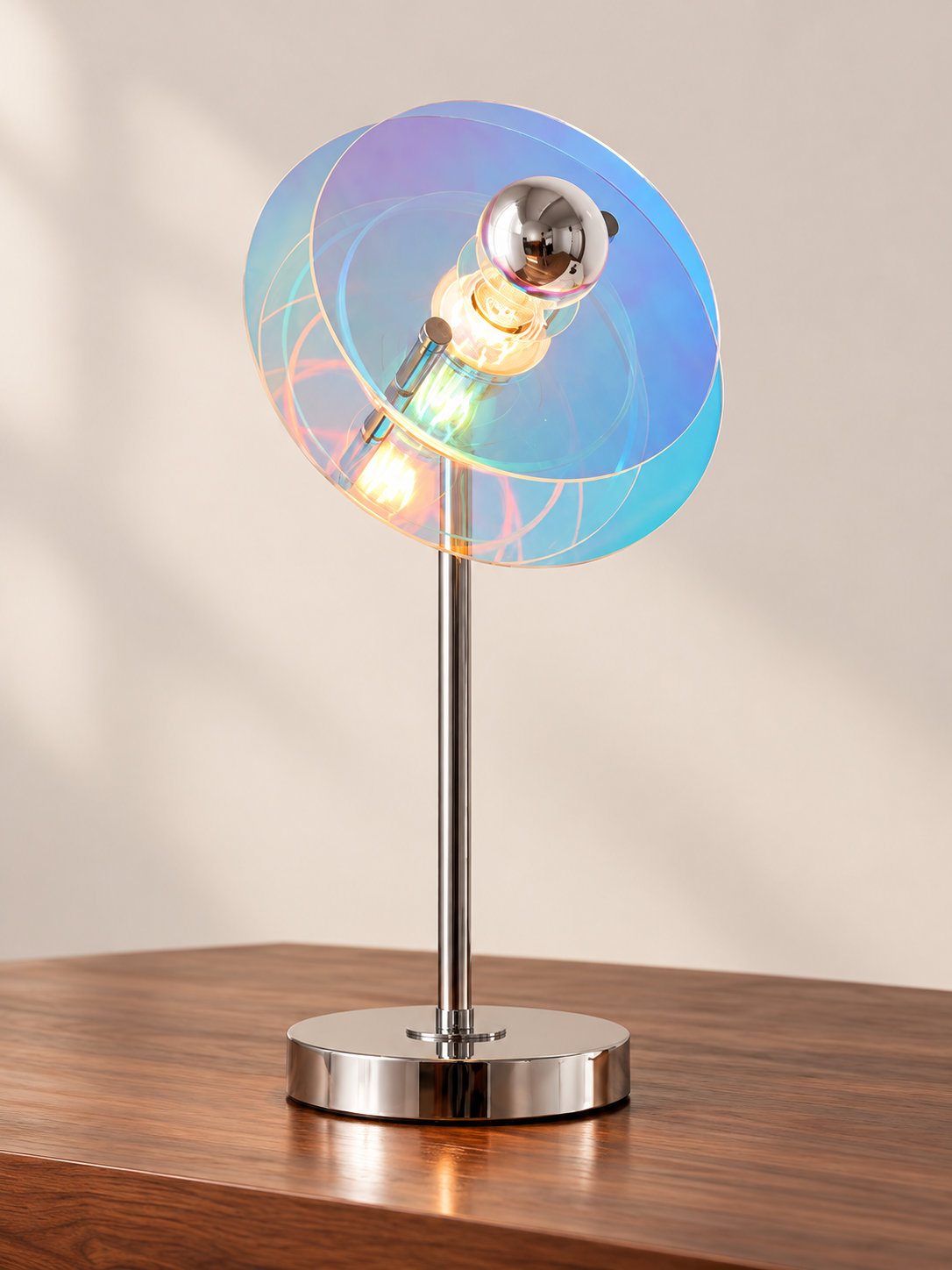 Chromatic Disc Acrylic Table Lamp - Iridescent
