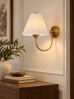 Ceramic Shade Curved Arm Wall Sconce - detail view