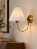 Ceramic Shade Curved Arm Wall Sconce - detail view