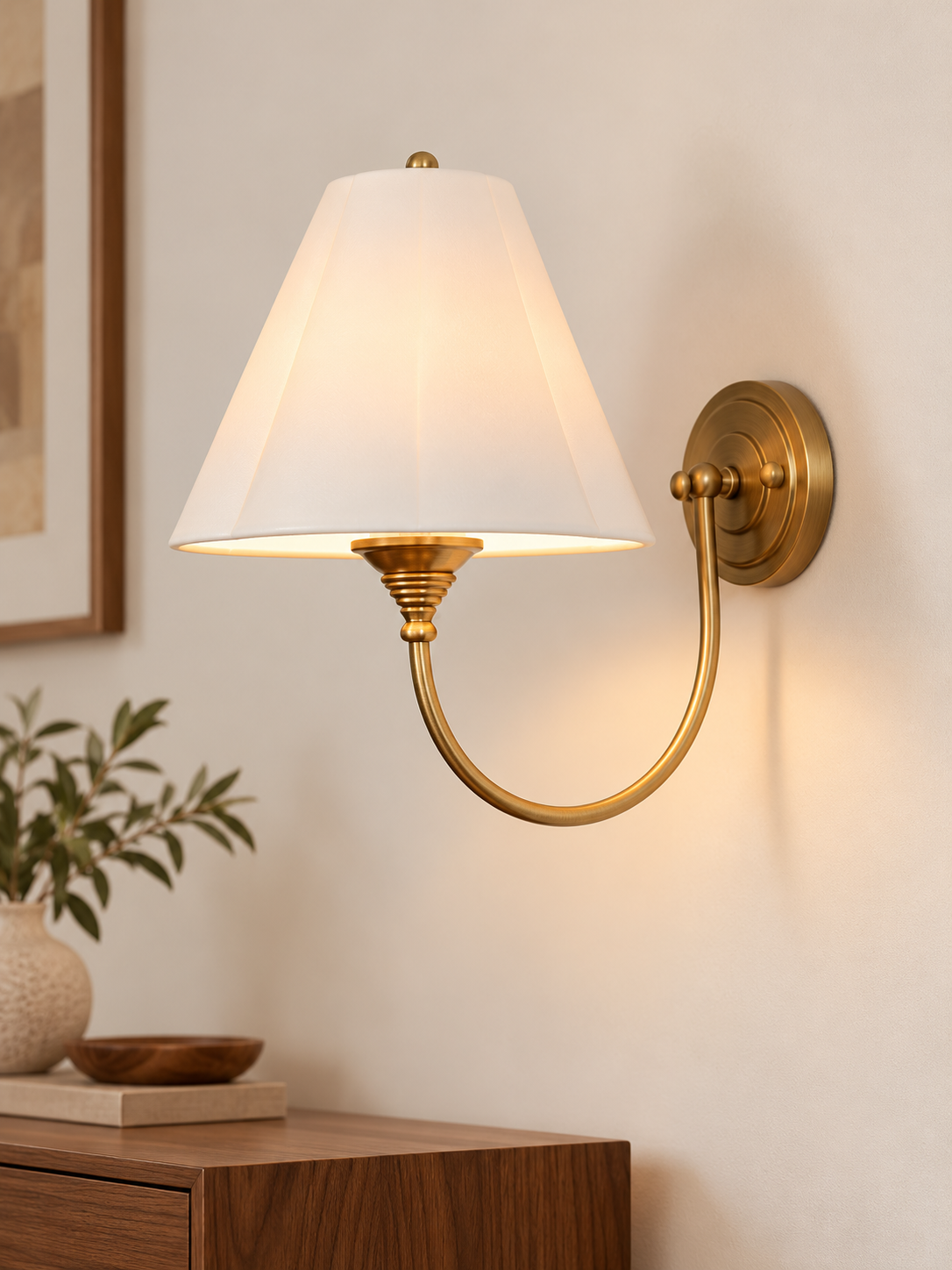 Ceramic Shade Curved Arm Wall Sconce - Copper-tone / White