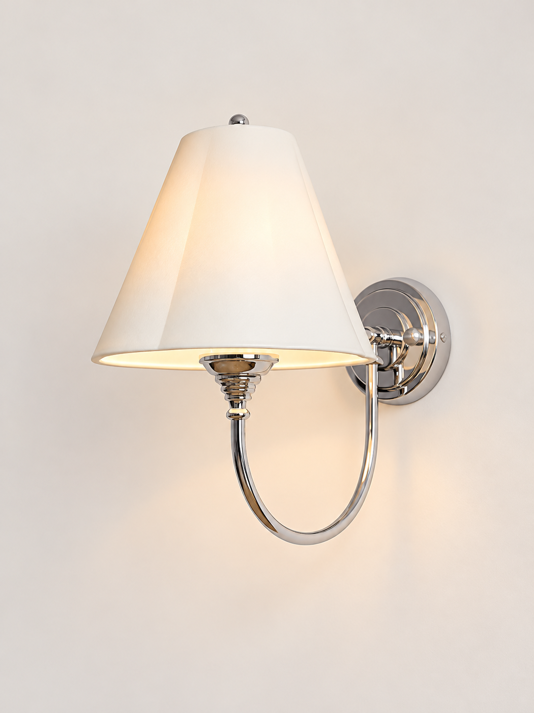 Ceramic Shade Curved Arm Wall Sconce - Chrome / White