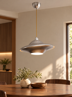 Sculptural Aluminum Saucer Pendant Light - detail view