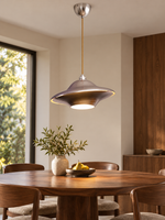 Sculptural Aluminum Saucer Pendant Light - styled interior