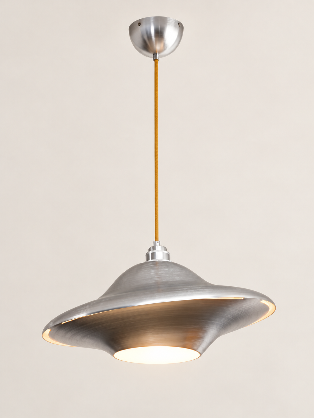 Sculptural Aluminum Saucer Pendant Light - Brushed Aluminum / 42 cm
