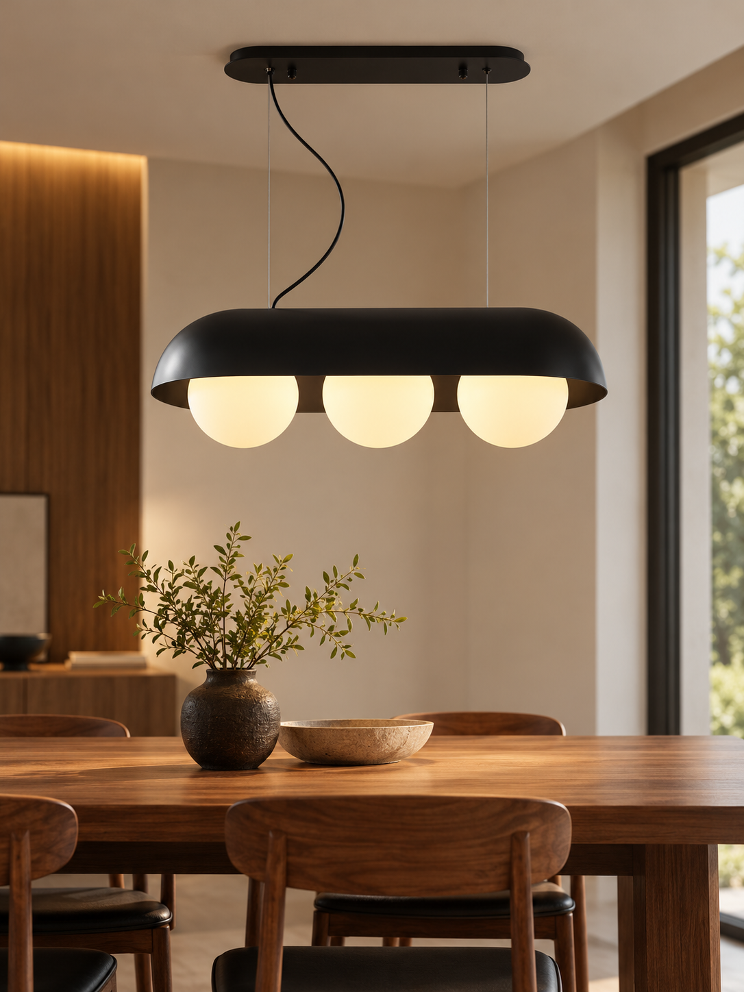Capsule Opal Globe Linear Pendant Light - styled interior
