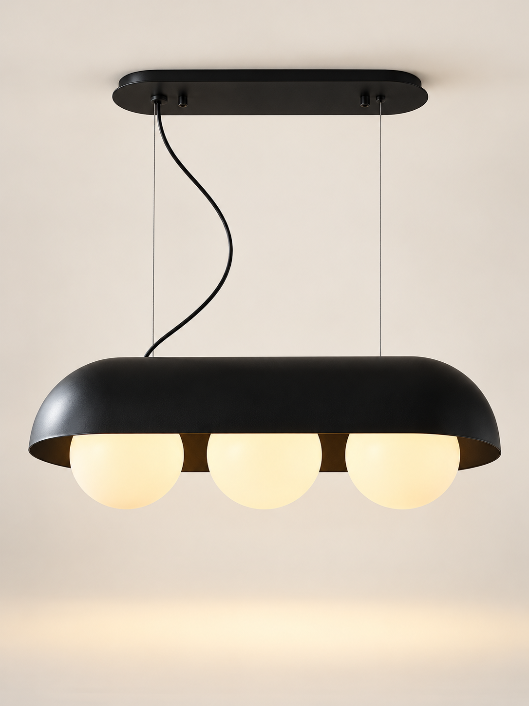 Capsule Opal Globe Linear Pendant Light - 3 Globes / 62 cm