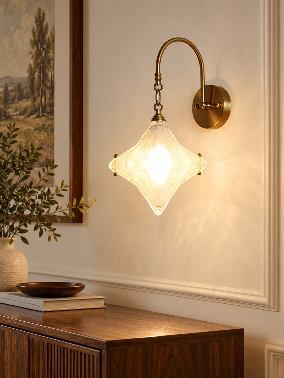 Star Glass Chain Wall Sconce - styled interior