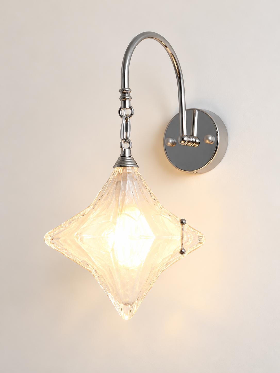 Star Glass Chain Wall Sconce - Chrome
