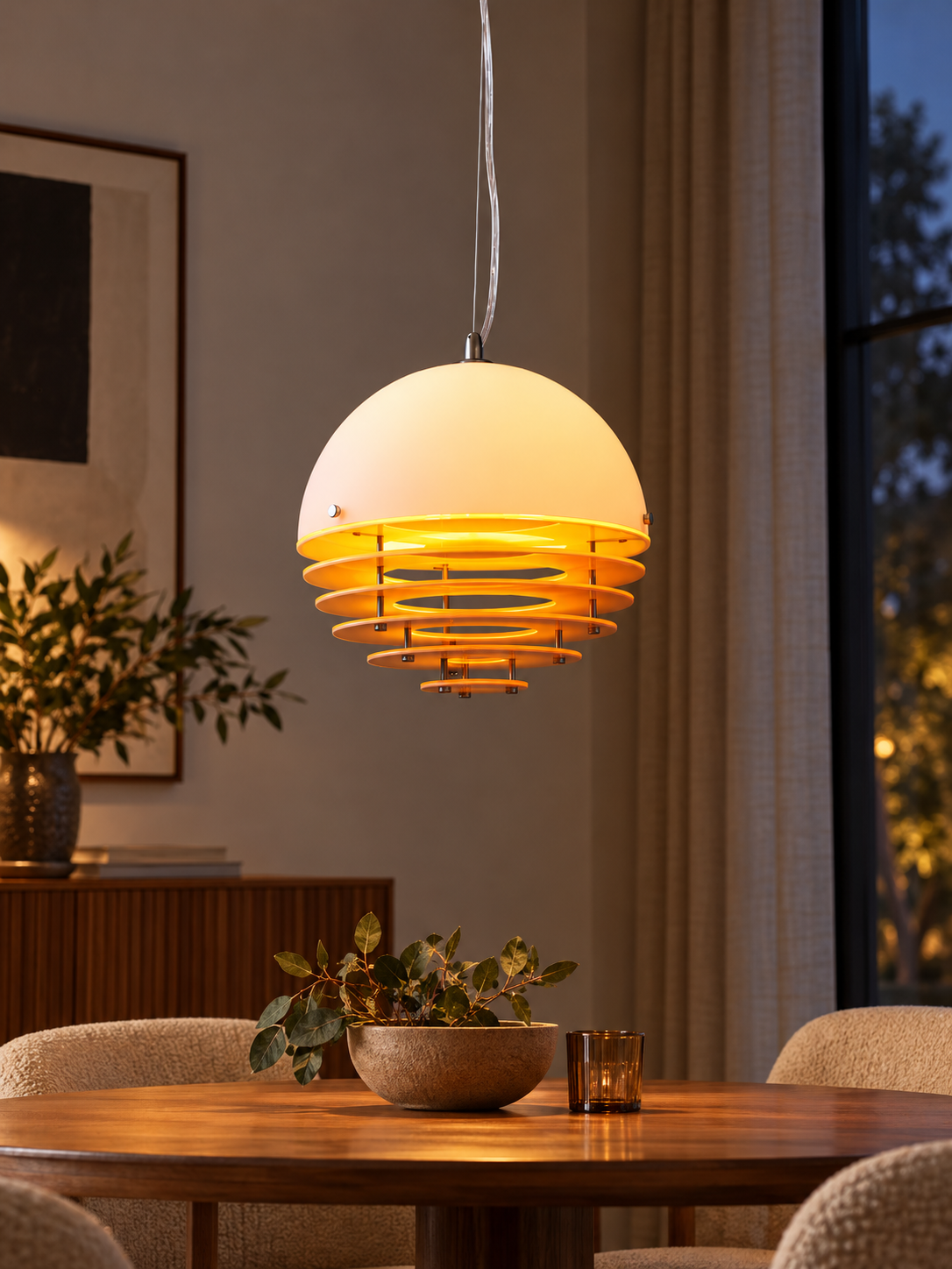 Sunset Layered Dome Pendant Light - detail view