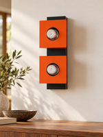Orange square twin wall light, LED corn