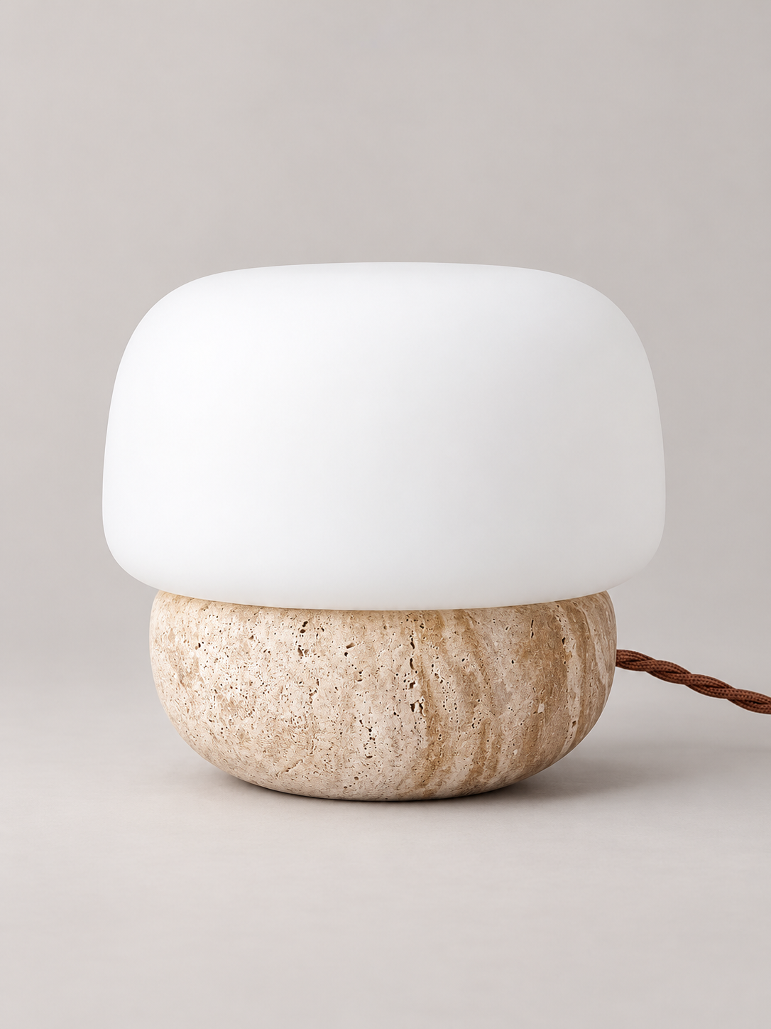 Travertine and Opal Glass Table Lamp — 02_studio