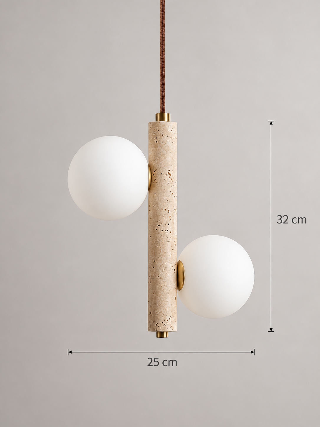 Travertine Stem and Glass Globe Pendant — product detail