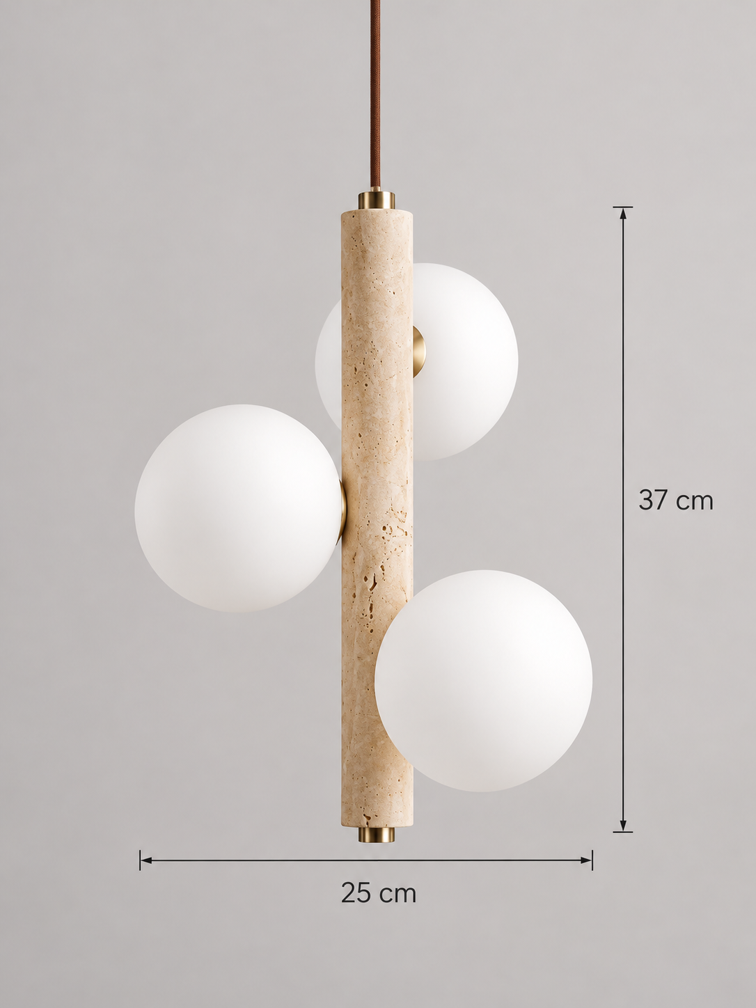 Travertine Stem and Glass Globe Pendant — product detail