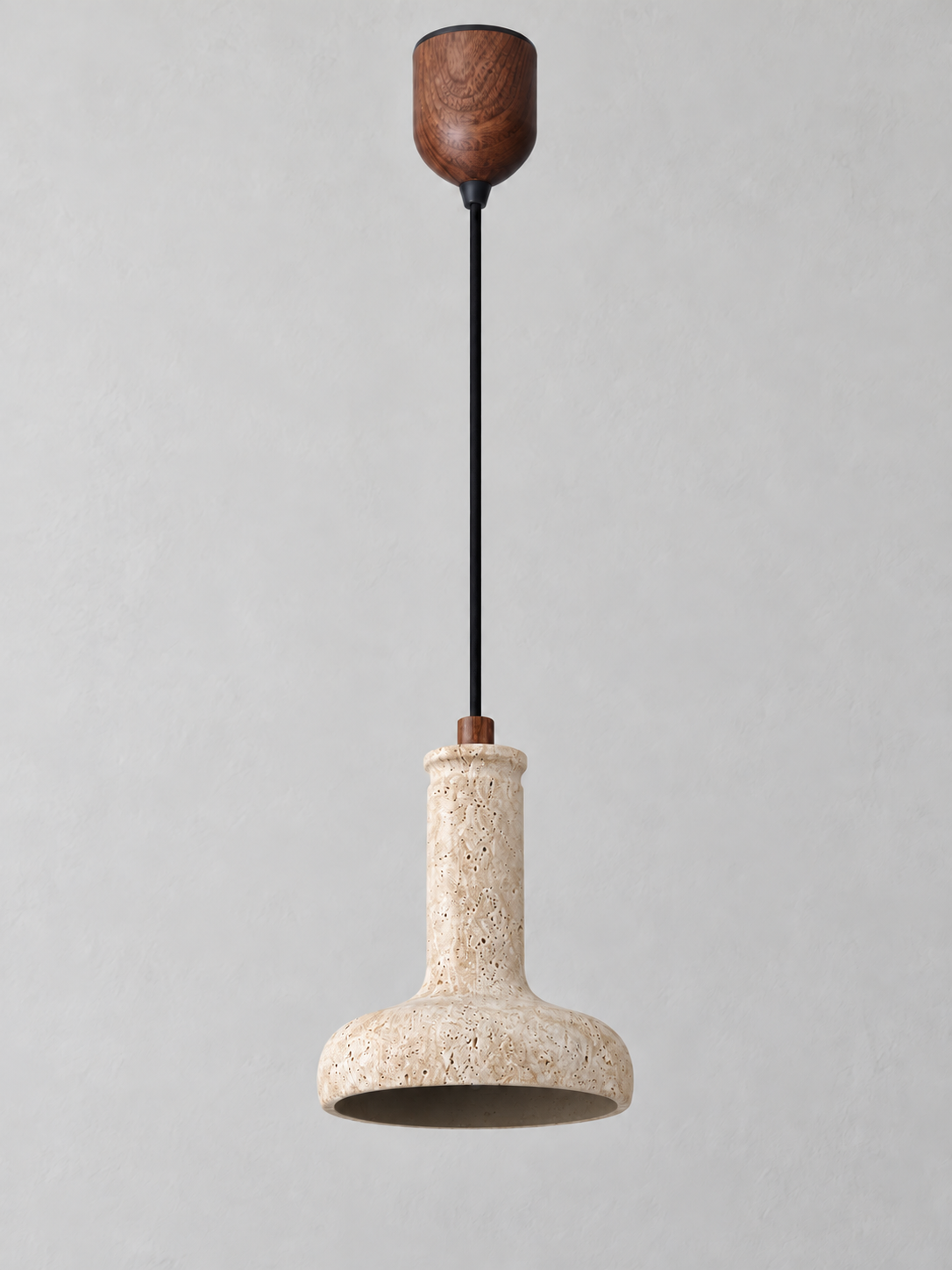 Long-Neck Travertine Pendant, Single or Three-Light — adjustable v2