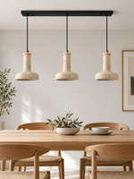 Long-Neck Travertine Pendant, Single or Three-Light — three head