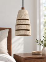 Slotted Travertine Pendant, Single or Three-Light — Single · Standard