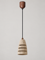 Slotted Travertine Pendant, Single or Three-Light — Single · Adjustable Height