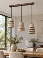 Slotted Travertine Pendant, Single or Three-Light — product detail