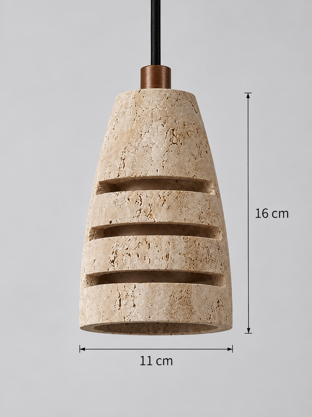 Slotted Travertine Pendant, Single or Three-Light — product detail