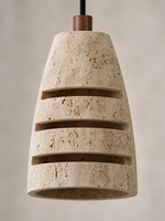 Slotted Travertine Pendant, Single or Three-Light — product detail