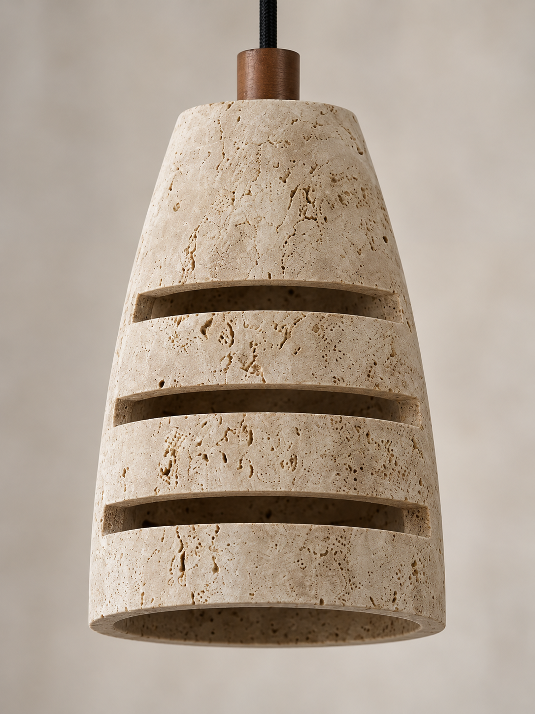 Slotted Travertine Pendant, Single or Three-Light — product detail