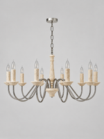 Travertine Candle Chandelier with Silver-Tone Arms — product view 3