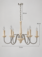 Travertine Candle Chandelier with Silver-Tone Arms — product view 4