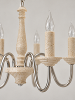 Travertine Candle Chandelier with Silver-Tone Arms — product view 5