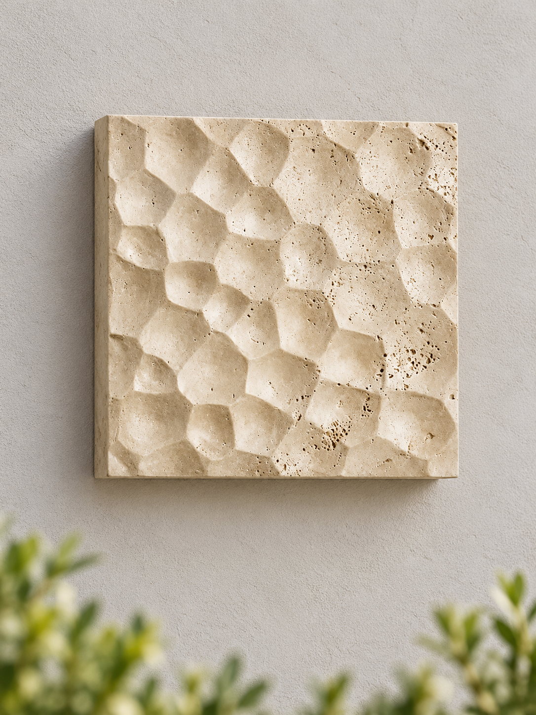 Carved Travertine Square Outdoor Wall Light — hero