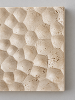 Carved Travertine Square Outdoor Wall Light — detail