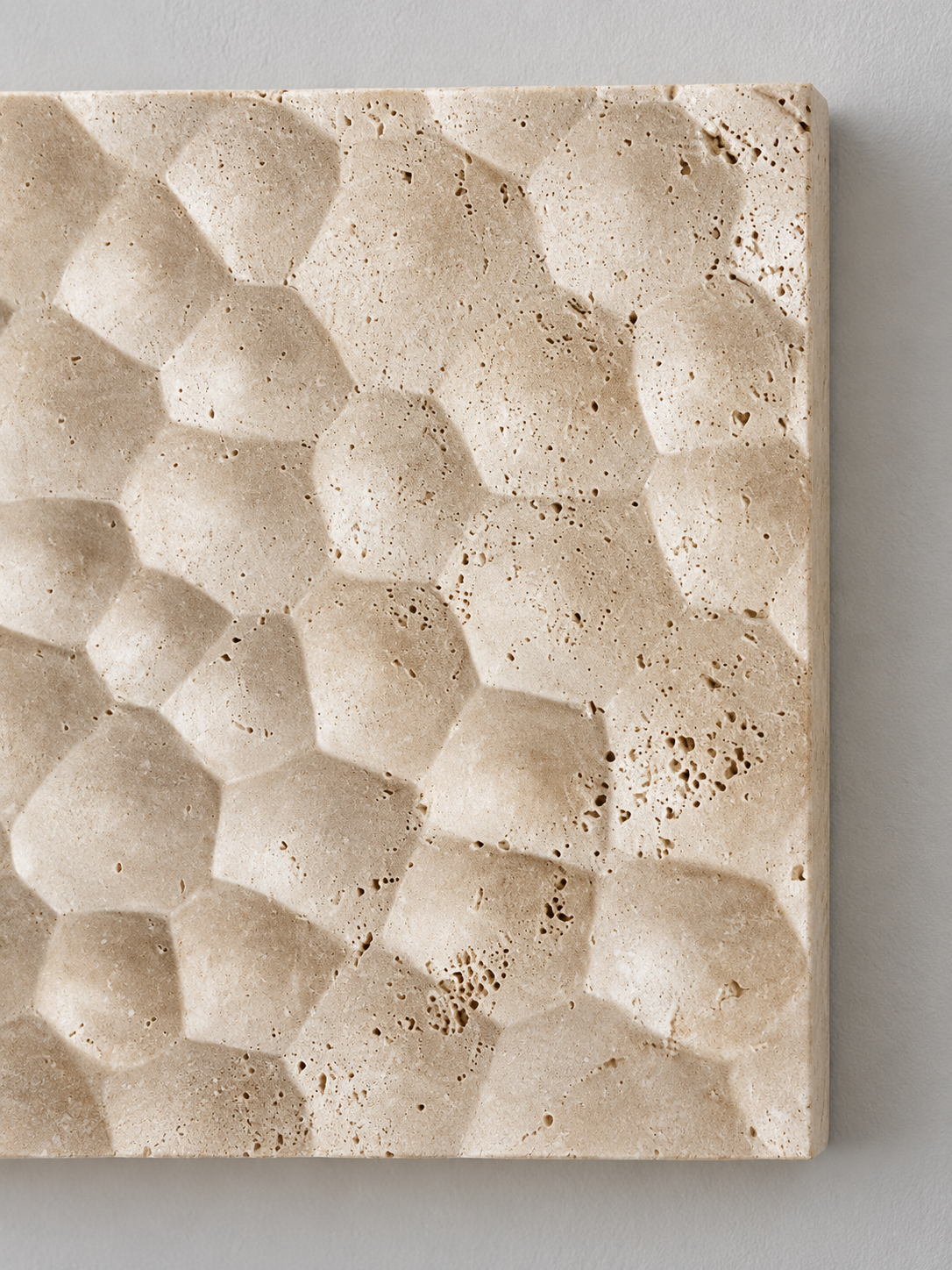 Carved Travertine Square Outdoor Wall Light — detail